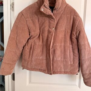 Women's Corduroy Puffer Jacket - Tan